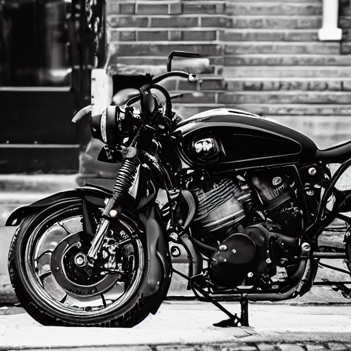 098_The black motorcycle is parked on the sidewalk..png